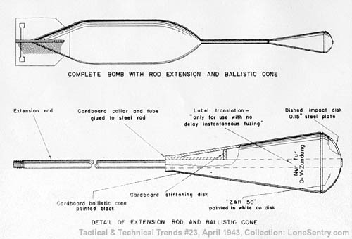 [Complete Bomb with Rod Extension and Ballistic Cone]