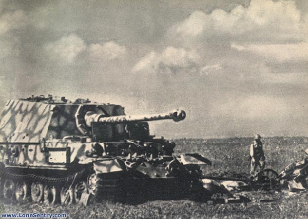 [German Ferdinand tank destroyer knocked out in the Battle of Kursk]